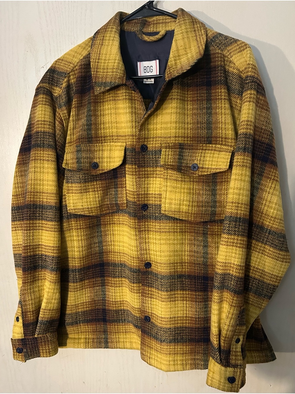 BDG Urban Outfitters Mustard Plaid Shacket Jacket Medium